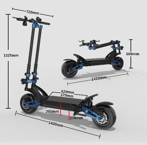 tamaño patinete plegable